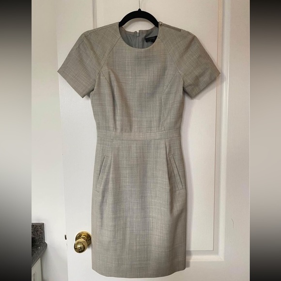 J.Crew Suiting 100% wool lined grey short-sleeve sheath dress workwear - Picture 1 of 8